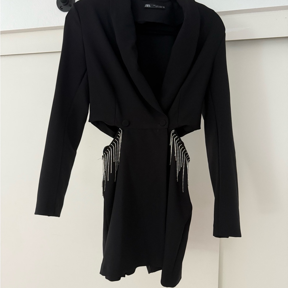 Zara Black Cutout Romper with Plunge Neckline